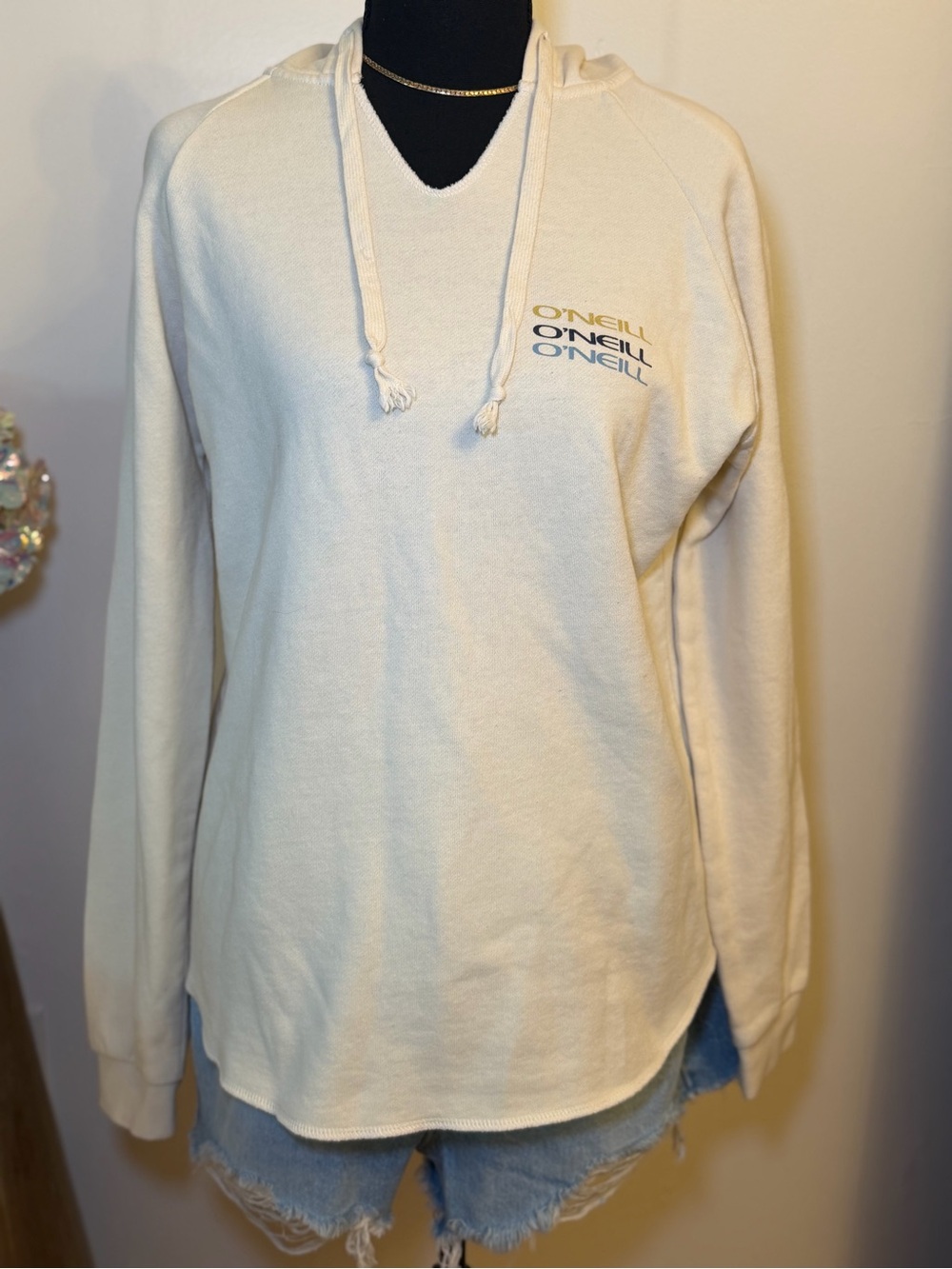 O'Neill Women’s Cream Crewneck Pullover with Logo